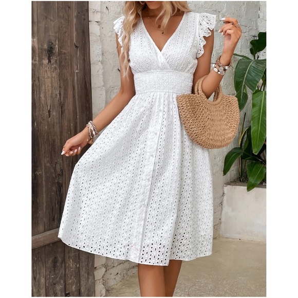 Boho Eyelet Ruffle Sleeve Dress - Picture 3 of 9
